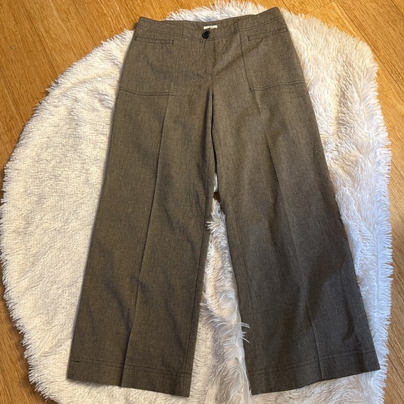 J Jill Stretch Wool Blend Brown Wide Leg Trousers 10 - Picture 1 of 7